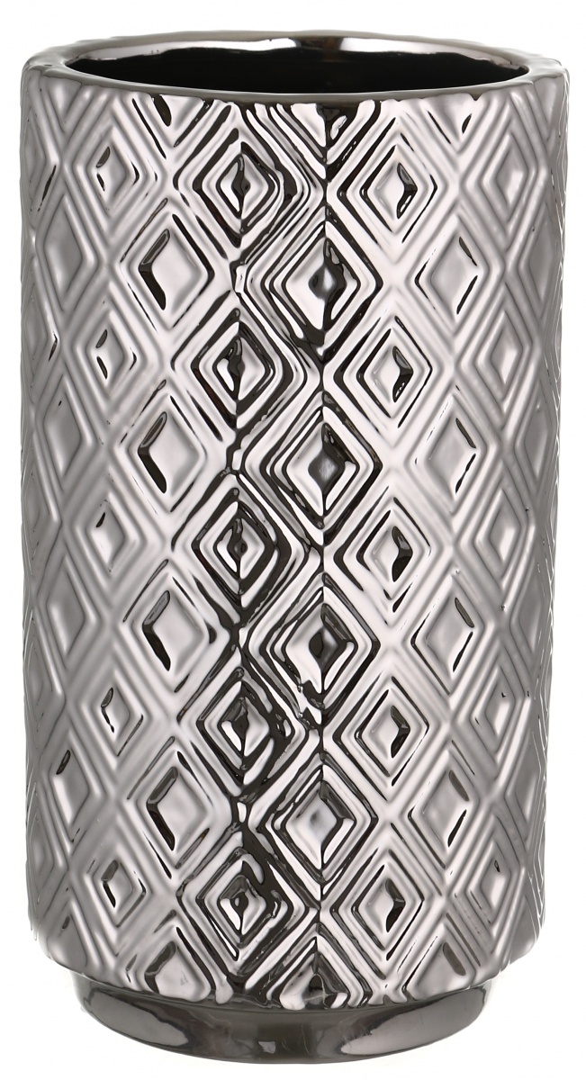 Ваза керамічна Pinsung Ceramics Diamond 22 см срібна блискуча PS31642 — фото 1