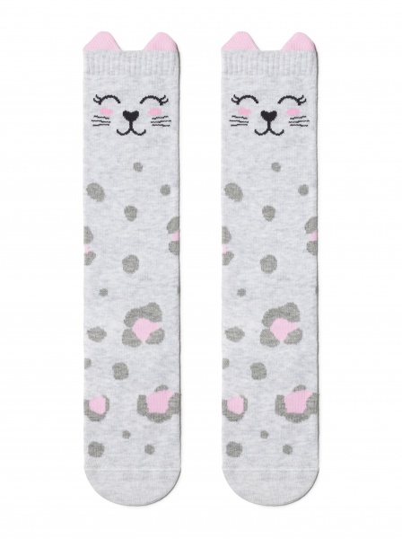 Гольфы детские для девочек Conte-Kids TIP-TOP (мордашки) 19С-141СП 044 р.18 светло-серый 