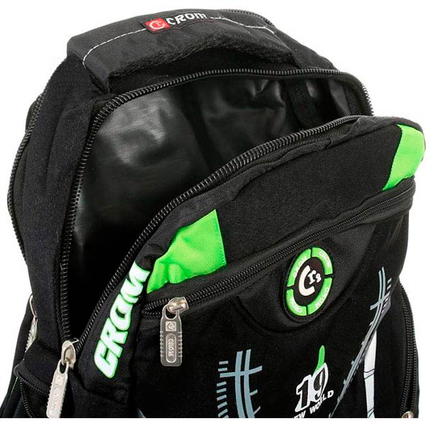 Рюкзак школьный Crom зелено-черный