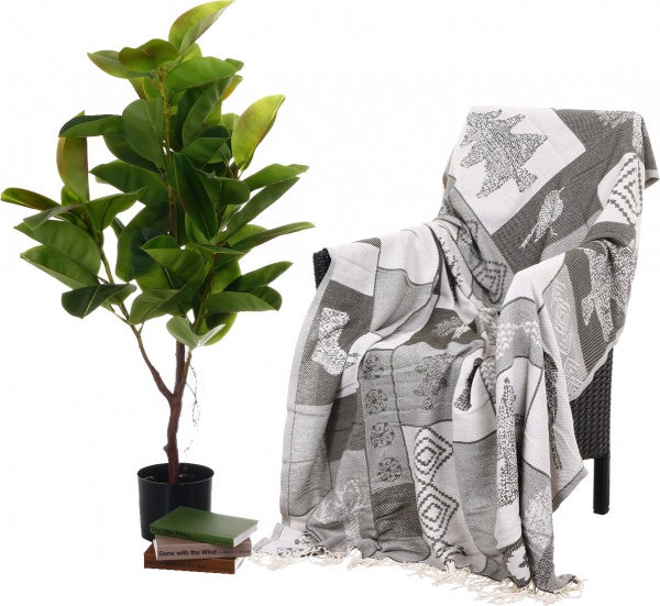 Плед дизайн 8 Рождественская коллекция 140x200 см серый с рисунком Ярослав 