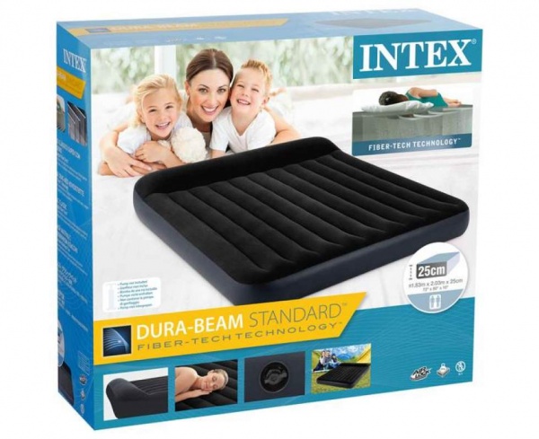 Кровать надувная Intex с подголовником 203х152 см черный