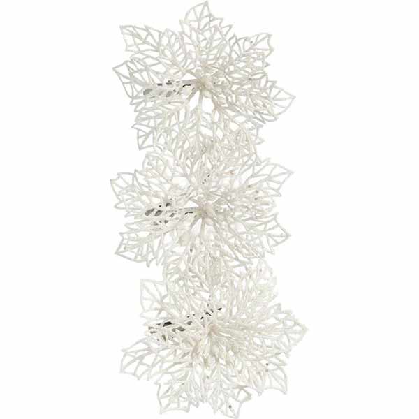 Набір новорічних прикрас Квітка пуансетія 3 шт 11 см