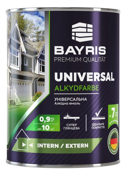 Эмаль универсальная алкидная Bayris зеленый высокий глянец 0,9кг
