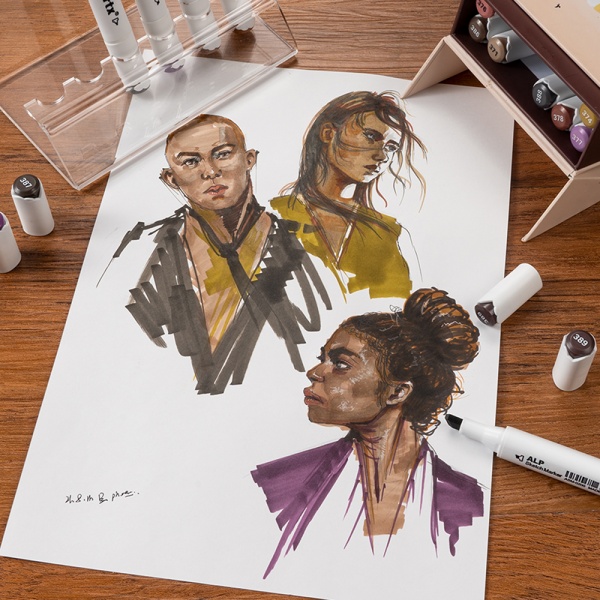 Набір маркерів Arrtx Alp ASM-02-SK02 12 кольорів відтінки шкіри LC302604 