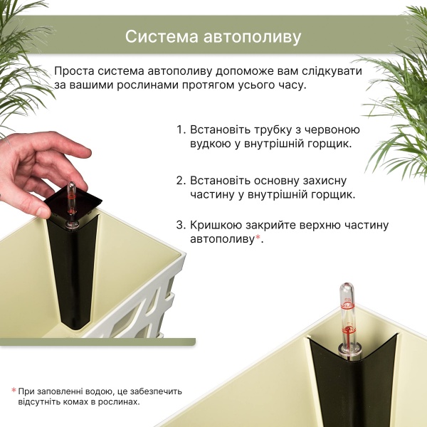 Вазон пластиковий Idel Quadro 17 см квадратний 4,3 л фісташковий (740040) 