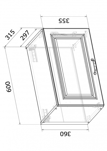 Шкаф верхний МС Глория Вм 60х36х31,5 см белый/дуб артизан Грейд