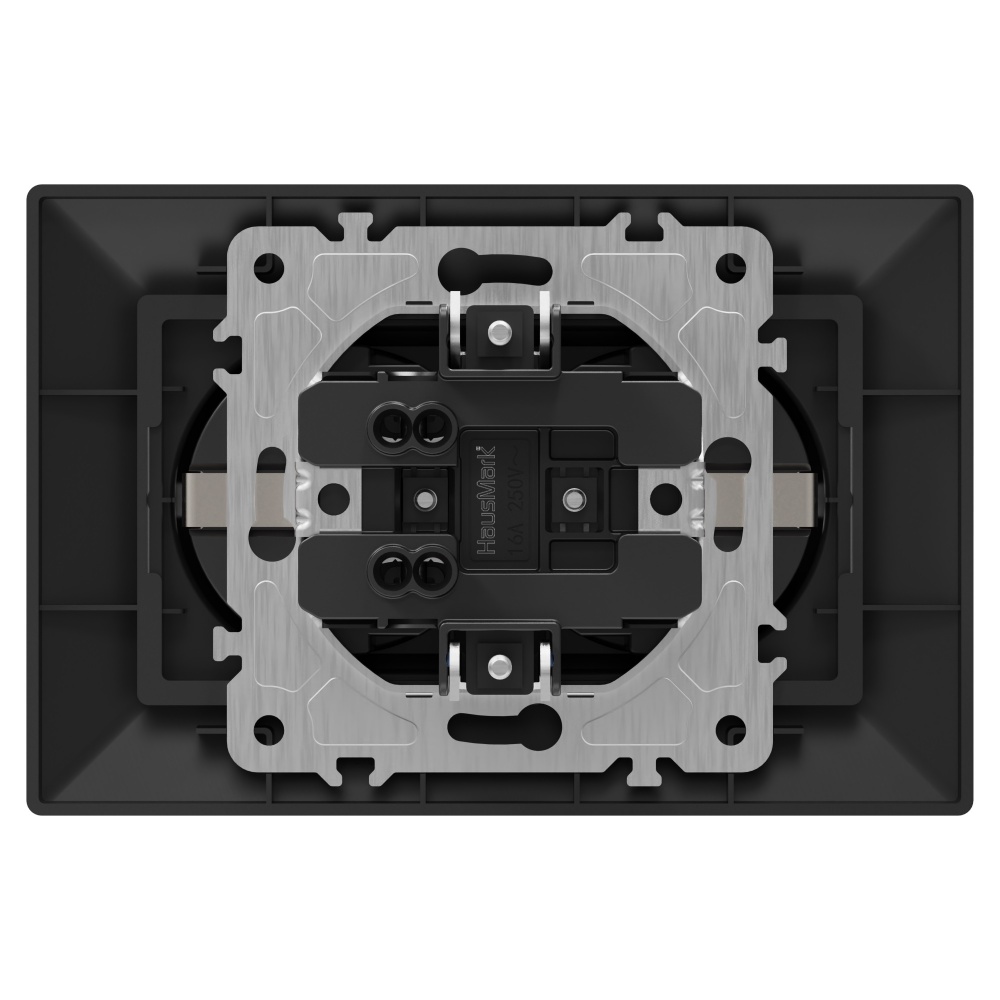 Розетка двойная с заземлением HausMark Alta черный