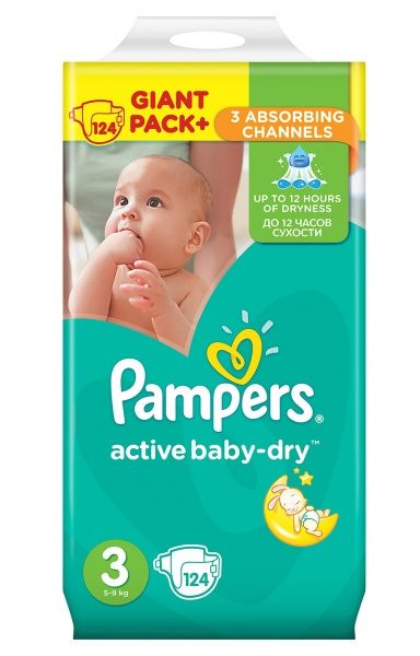 Підгузки Pampers Active Baby-Dry 3 Midi 5-9 кг 124 шт.