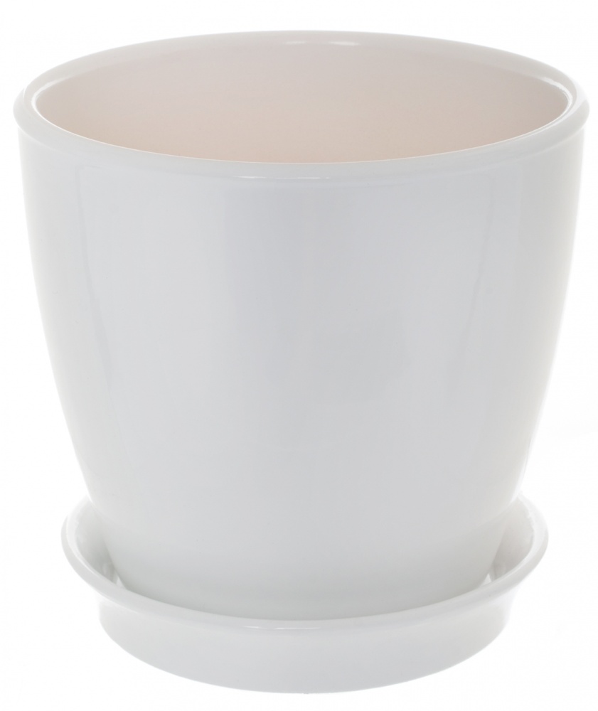 Горщик кераміка ВК круглий глянець білий 1 л Shynkar&KO