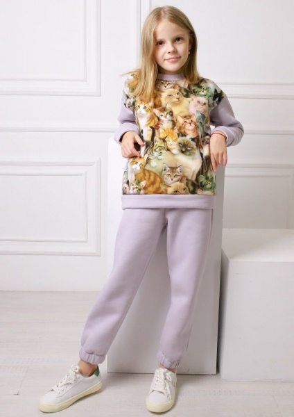 Костюм Маленькие люди Котята р.128 светло-серый 