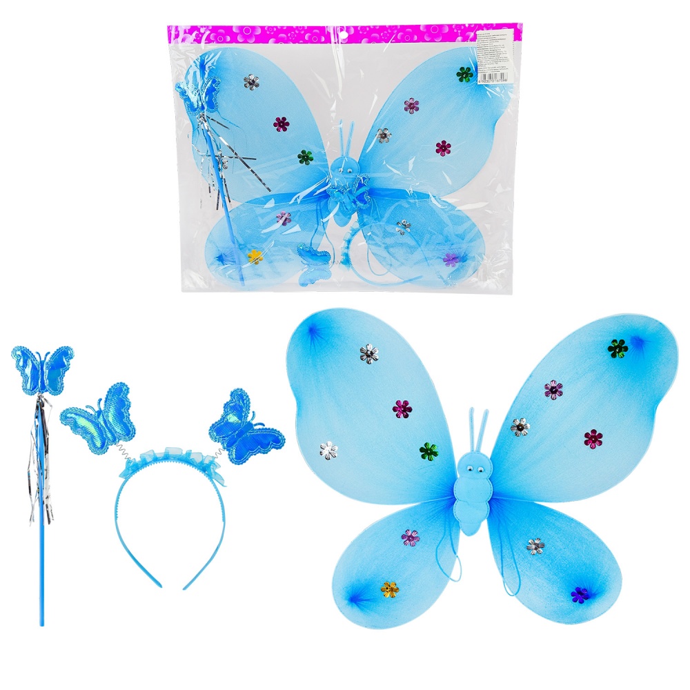 Набір карнавальний Shantou Крила метелика, обруч, паличка р.98 блакитний E16709
