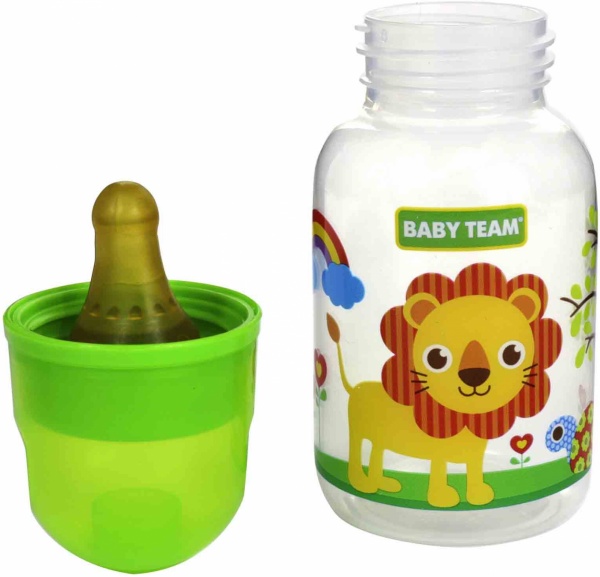 Пляшечка Baby Team з латексною соскою в асортименті 125 мл