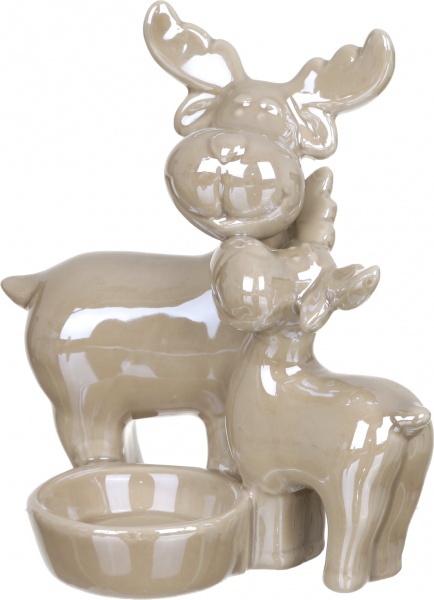 Декорація новорічна Підсвічник Пара лосів 8,5х13 см ZY10015 