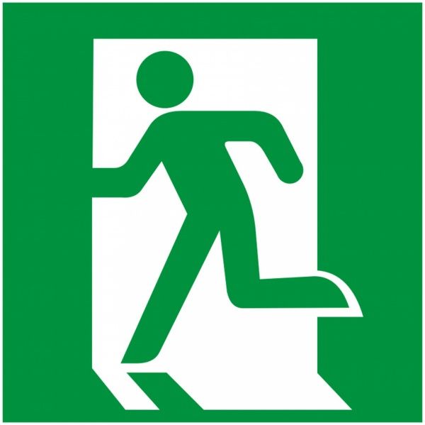 Наклейка Выход здесь левосторонний 150х150 мм