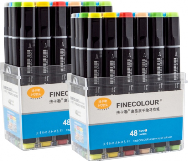 Набір двосторонніх маркерів FINECOLOUR Brush 48 кольорів EF102-TB48 різнокольоровий 