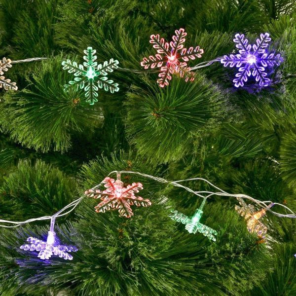 Электрогирлянда линейная Разноцветные снежинки LD030M-SW встроенный светодиод (LED) 30 ламп 3 м