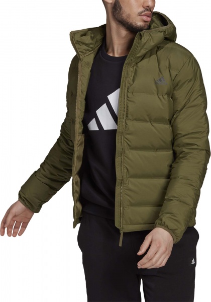 Пуховик Adidas Helionic Ho Jkt GU3954 р.S оливковый