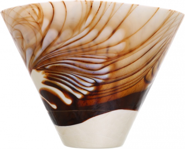 Ваза Yalos Murano FILIGRANA MARRONE 30 см слоновая кость с коричневой филигранью и перламутровым эффектом 