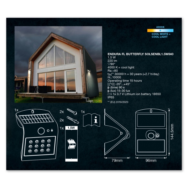 Світильник світлодіодний Ledvance на сонячній батареї 1,5 Вт чорний BFLY 