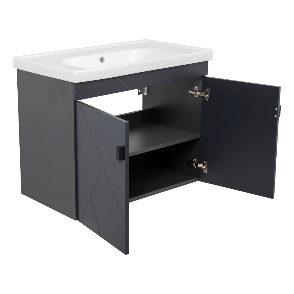 Тумба Aqua Rodos МИНИ с умывальником Frame 80 см антрацит