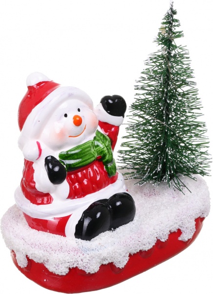 Сувенир новогодний снеговик с елкой BX-22184 светодиодная (LED) 11 см 