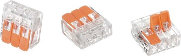 Клемма быстрого монтажа на 3 проводника с рычагами EMT 3x0,2-4/2,5 мм 3 шт. прозрачный 