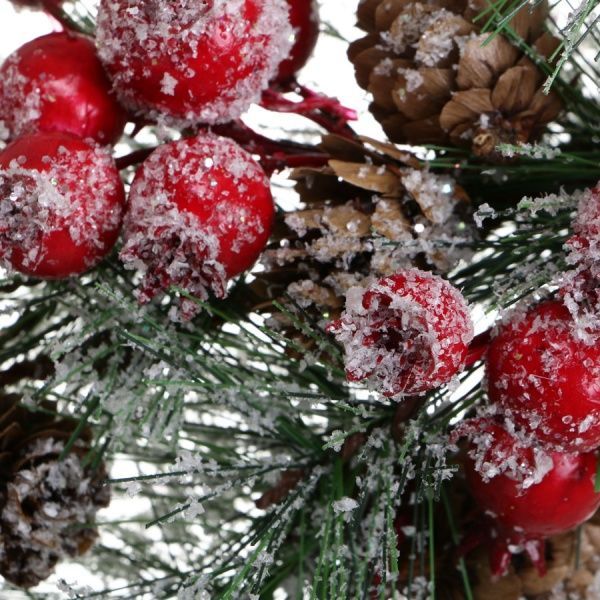 Гілочка декоративна хвойна з ягодами засніжена RS1Z2121 80 см 
