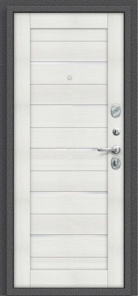 Двері вхідні ElPorta S-2 104/П22 bianco veralinga / античне срібло 2050х880мм ліві
