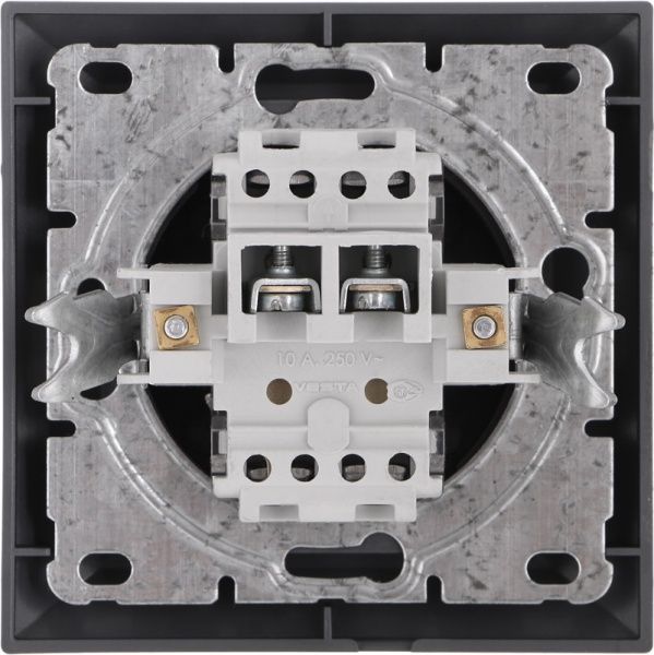 Вимикач прохідний двоклавішний UP! (Underprice) Vesta без підсвітки 10 А 220-250В графіт