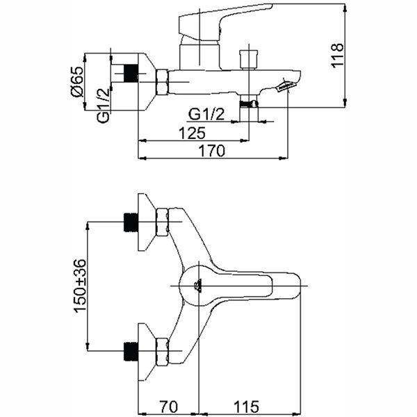 Смеситель для ванны Rubineta Uno-10 (BK) N10061