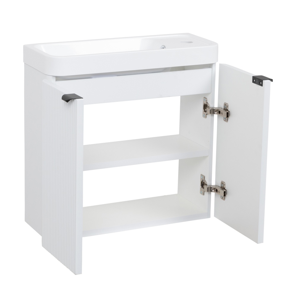 Тумба підвісна Aqua Rodos FROST MINІ (WHITE-MATT-PVC) з умивальником BAR-WC 50 см