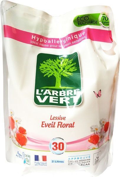 Гель для машинного прання L'Arbre Vert Запасний блок Аромат квітів 30 використань 2 л