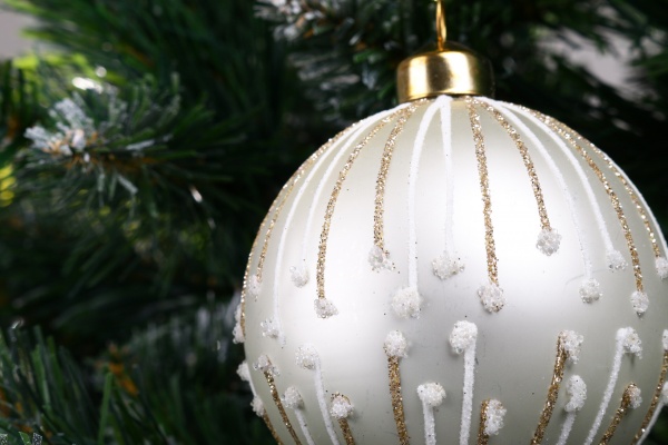 Елочная игрушка в форме шара с декором стеклянная 8 см 8 мм золотой ABT620080