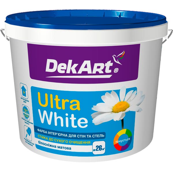 Фарба акрилова DekArt Ultra White мат білий 1,2 кг