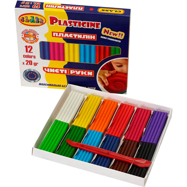 Пластилин Eco Чистые руки Maxi 12 цветов со стеком 7646С CLASS