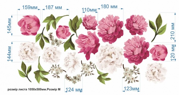 Наклейка Zatarga Пионы Z202066 90x56 см