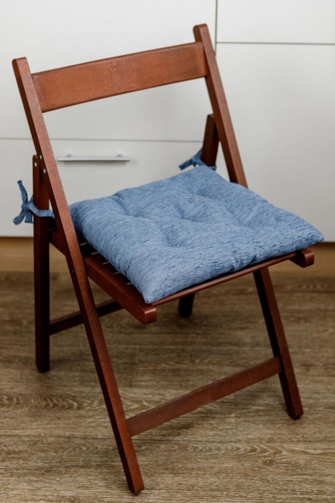 Подушка на стул Chenilla синяя 40х40 см Прованс