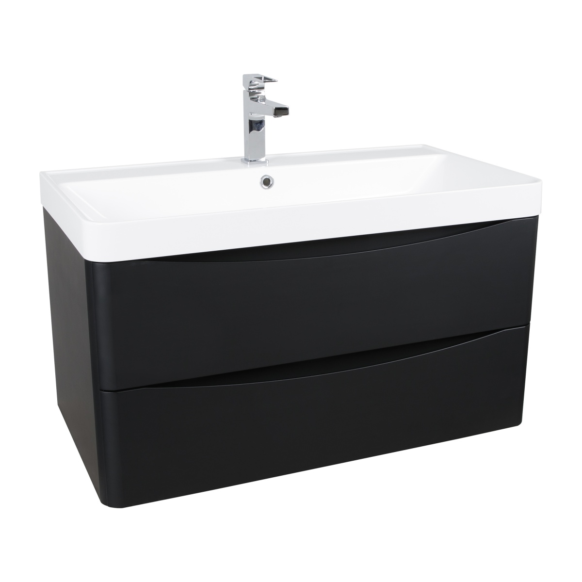 Тумба консольна Aqua Rodos Vista Black-Matt з умивальником Deep 90 см — фото 1