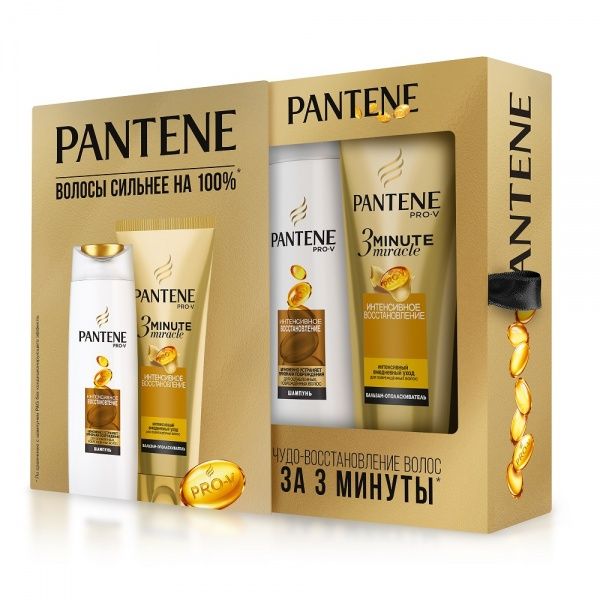 Подарочный набор для женщин Pantene шампунь + бальзам-ополаскиватель 3 Minute Miracle 200 мл