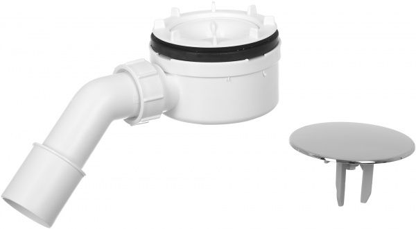 Сифон для поддона McAlpine d90мм, высота 57мм, крышка пласт хром 113мм, випуск 40/50