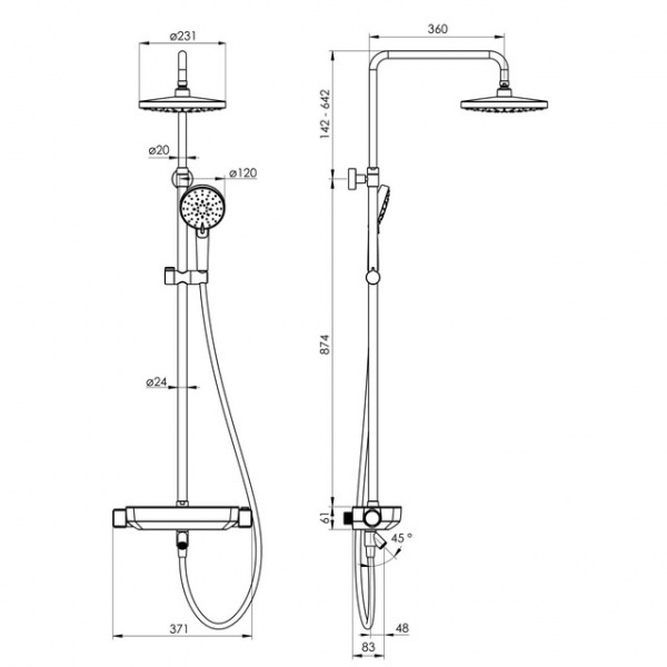 Душевая система Imprese Centrum T-10230LX с термостатом для ванны