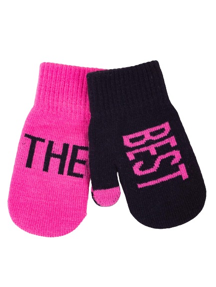 Варежки YO! р.14 розовыйчерный 