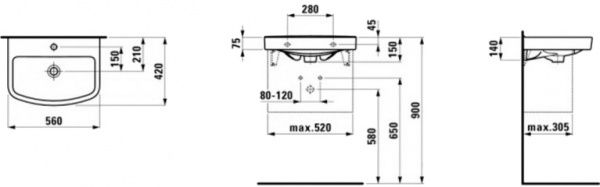 Умывальник Laufen Kompas 56 1015.1