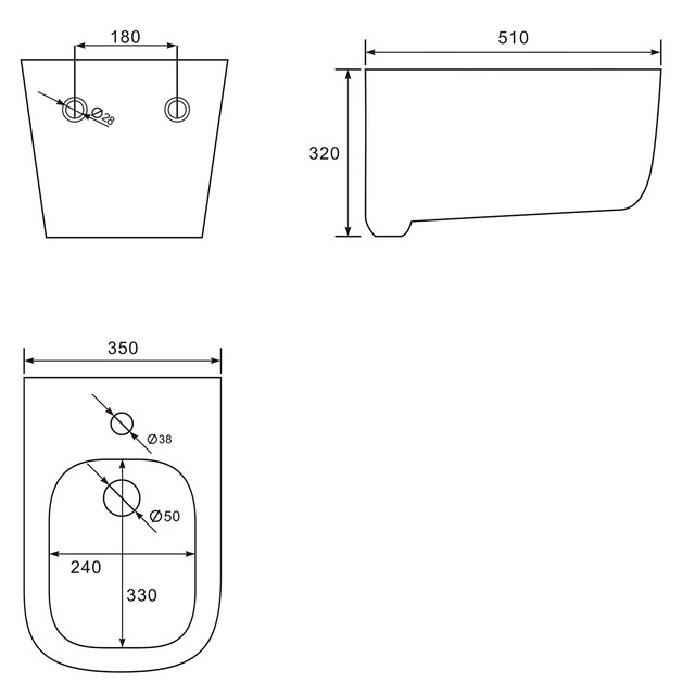 Біде підвісне VOLLE Hippo 13-44-203