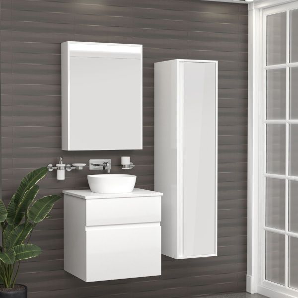 Дзеркальна шафа Imprese Blatna L M6008Wзпідсвічуваннямбіле 60х80 см 