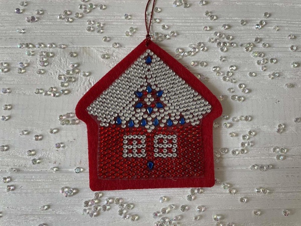 Набір для творчості зі стразами (наліпка) Новорічний будиночок 10x10 см 178449 Діамантові ручки 