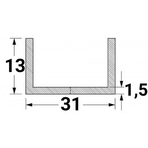 Швелер Braz Line 31x13x1,5мм срібло 1 м
