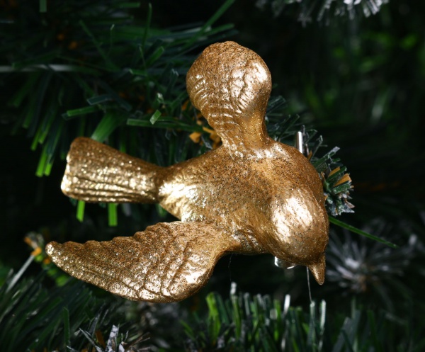 Подвеска Птичка 3Д 6х6х4 см золото