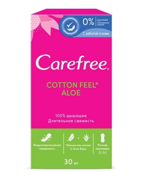 Прокладки ежедневные Carefree с экстрактом хлопка и алоэ 30 шт.