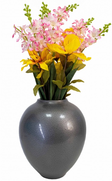 Ваза керамическая Nana ceramics Велеса 28 см антик серебро 